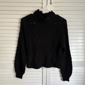 Black Cable Knit Women's Sweater